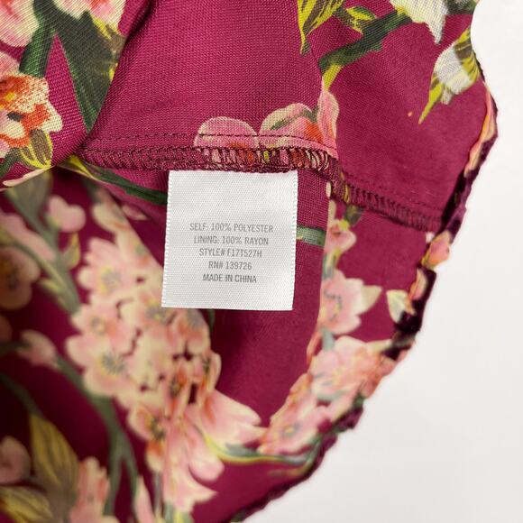 Francescas S Burgundy Red Floral Velvet Off The Shoulder Blouse Top Split Back - Picture 10 of 11